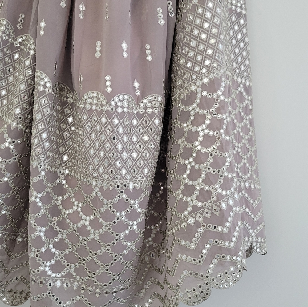 Light Peach Sequin Zari Embroidery Work Lehenga Choli - Picture 4 of 8